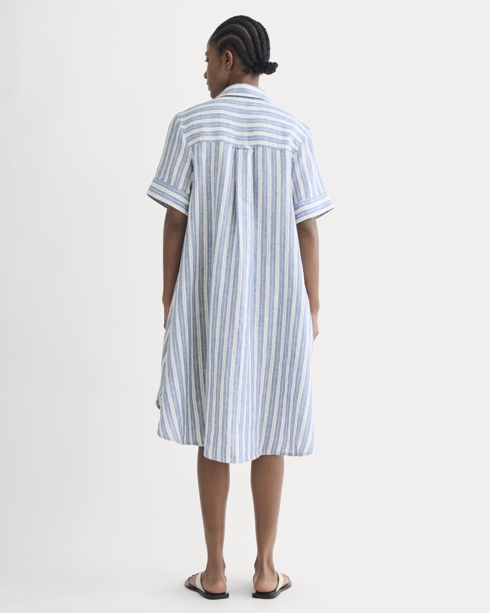 The Daytripper Dress in Linen | Soft Cobalt/Bone