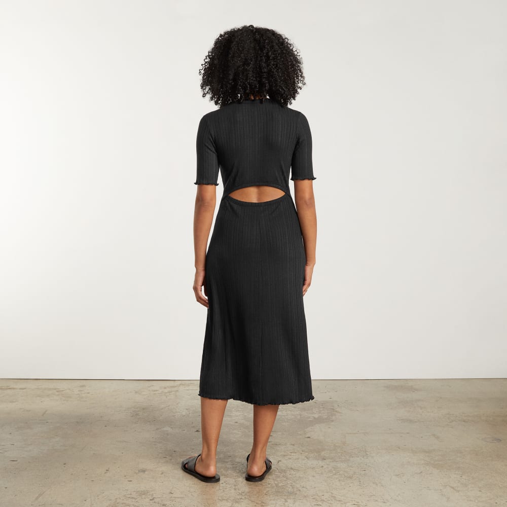 The Open Back Rib Dress | Black