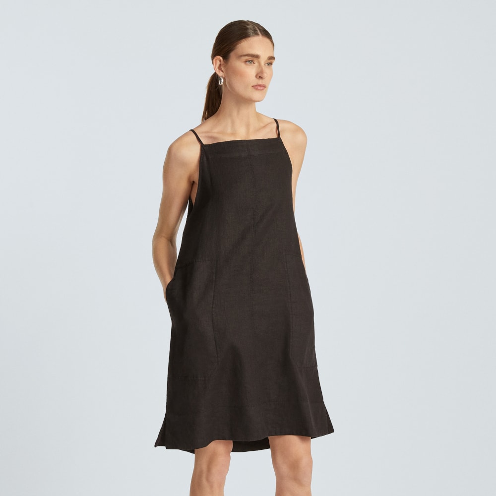 The Linen Apron Dress | Black