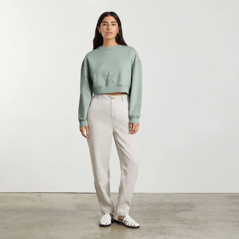 The Organic Cotton Cropped Crew | White Sage