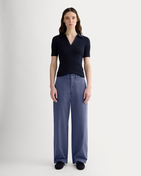 The Wide-Leg Chino | Deep Cobalt