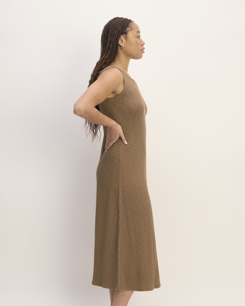 The Rib-Knit A-Line Tank Dress | Carob Brown