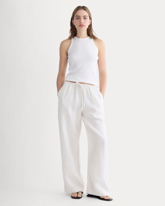 The Drawstring Pant in Linen | Natural Chambray