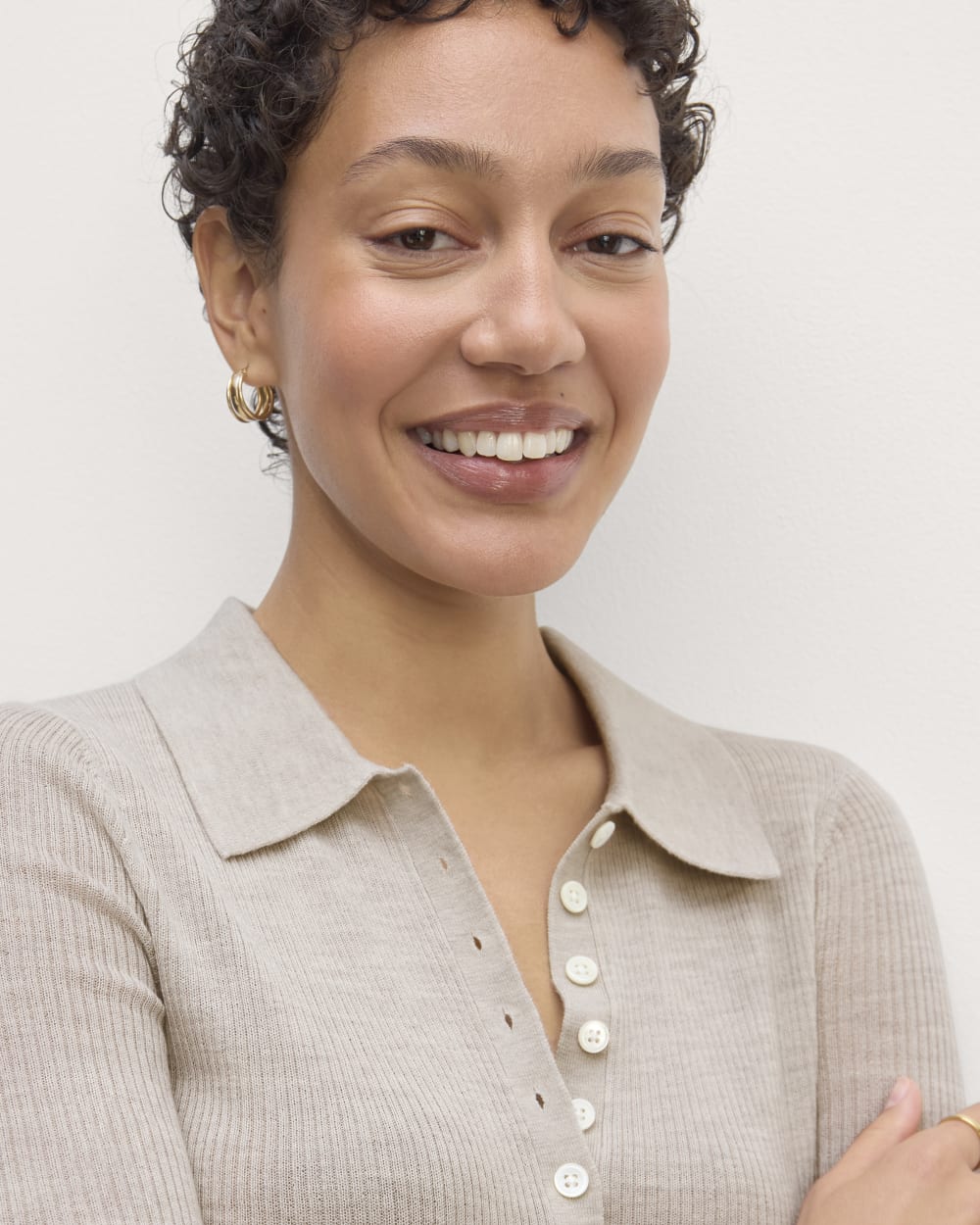 The Polo in Ultrasoft Merino | Heather Oatmeal