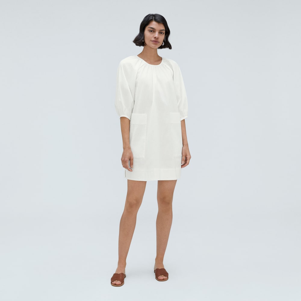 The Seersucker Puff Sleeve Dress | White