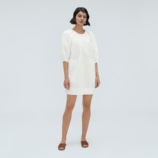 The Seersucker Puff Sleeve Dress | White