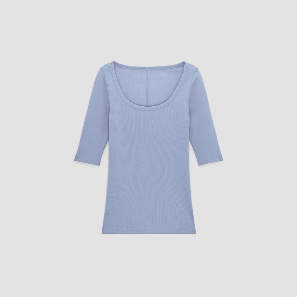 The Luxe Micro-Rib Scoop-Neck Tee | Cornflower Blue