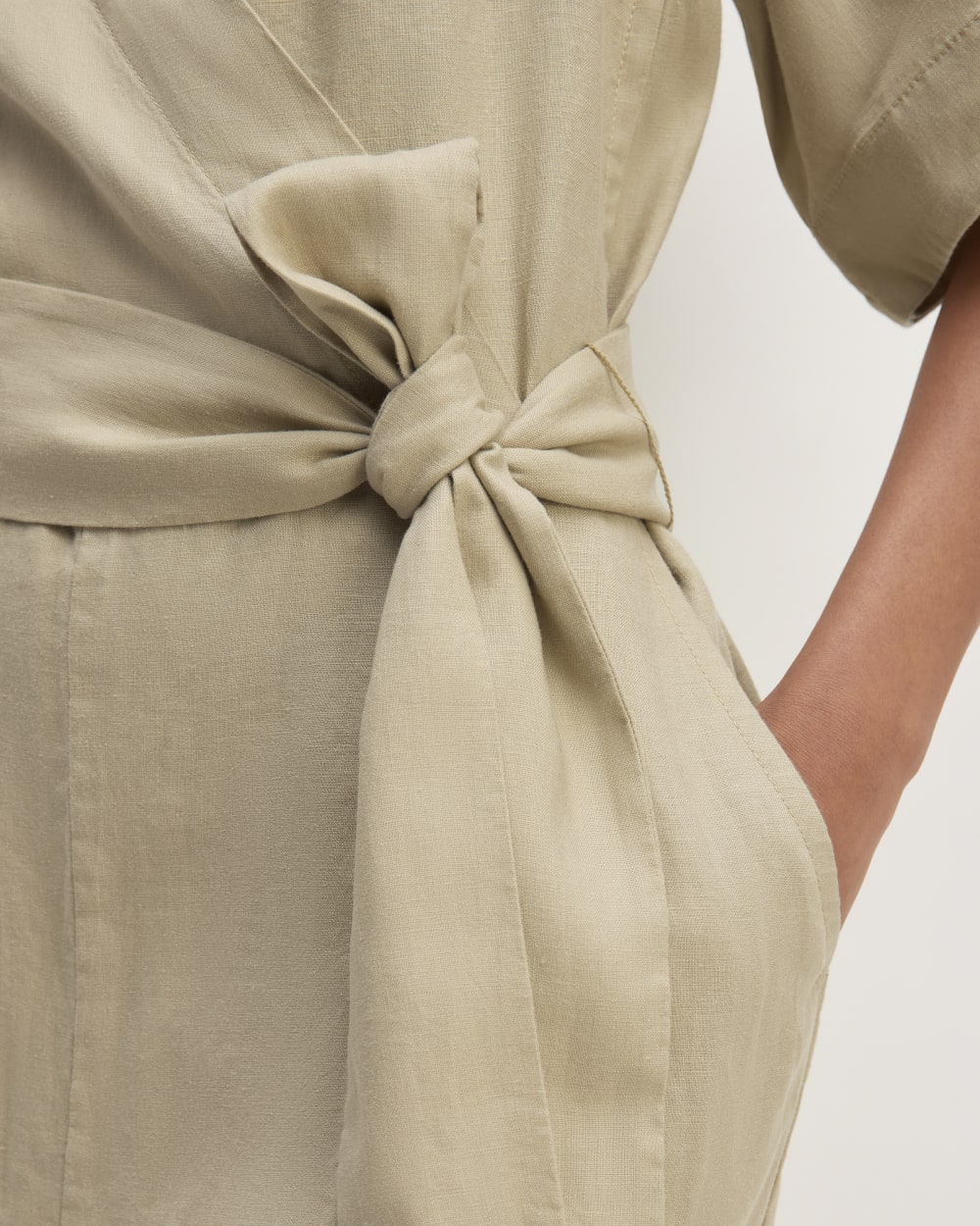 The Wrap Jumpsuit in Linen | Trench Coat Khaki