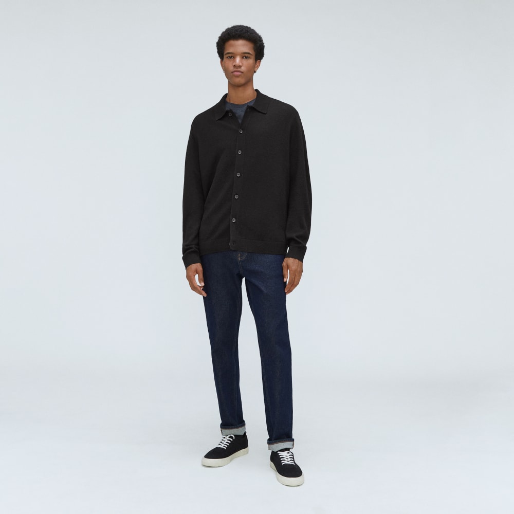 The Merino-Blend Sweater Polo | Black
