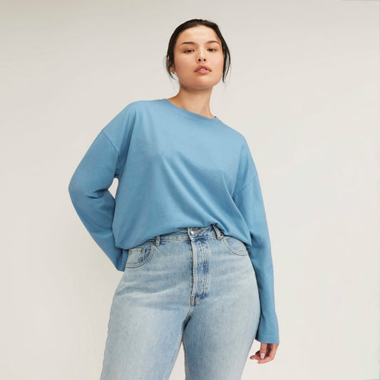 The Organic Cotton Relaxed Long Sleeve Tee | Heritage Blue