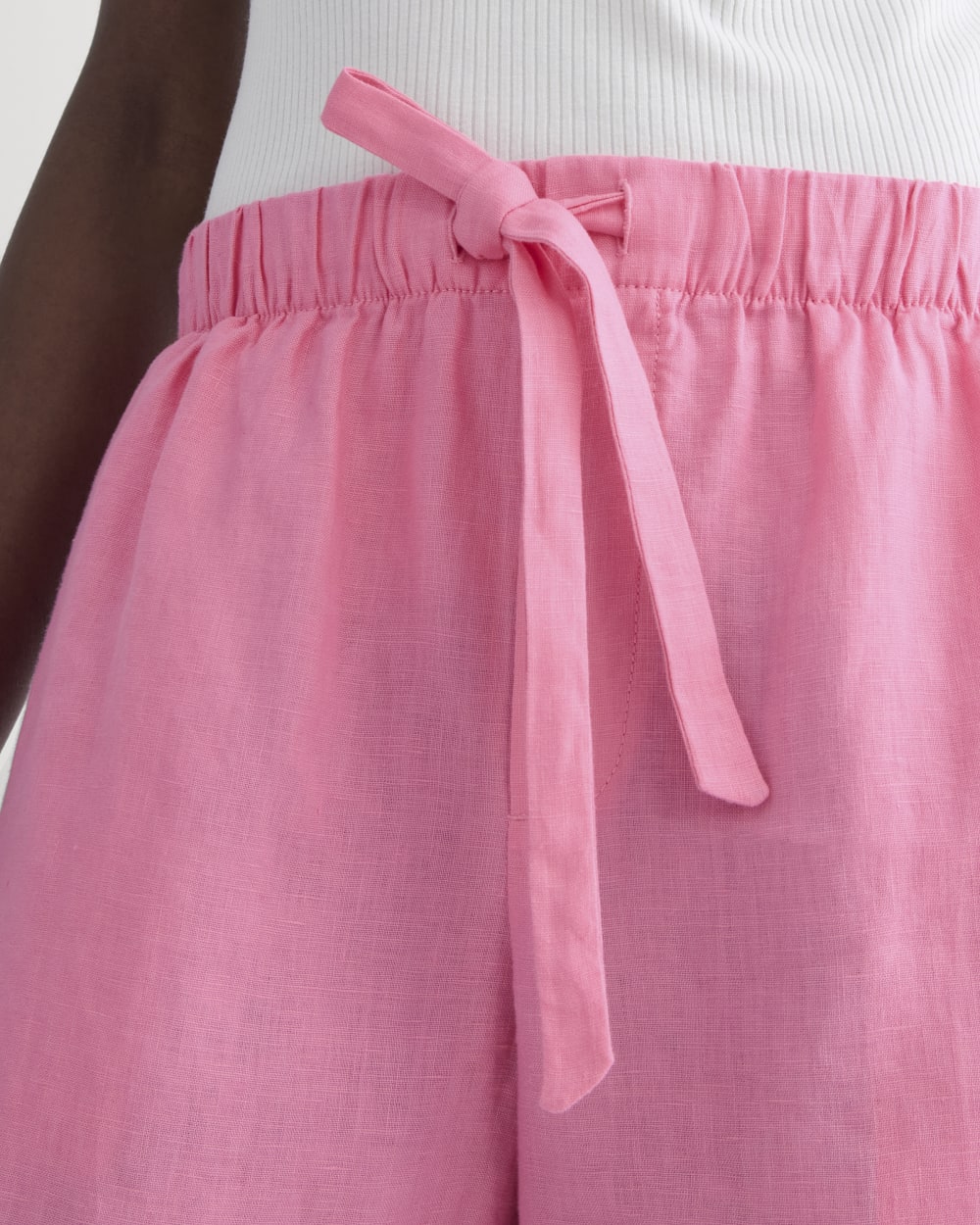 The Drawstring Boxer Short in Linen | Deep Pink