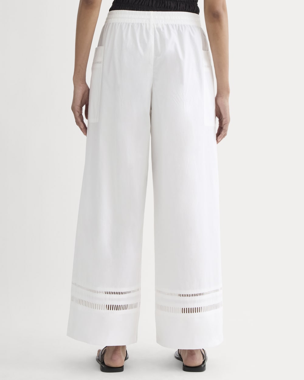 The Lace Trim Pant | White