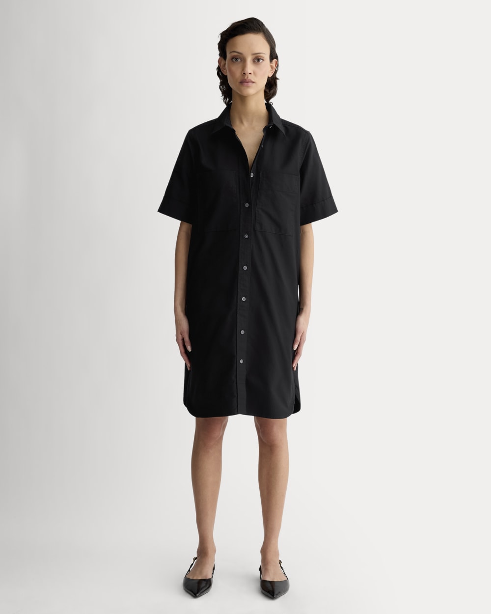 The Oxford Short-Sleeve Shirt Dress | Black