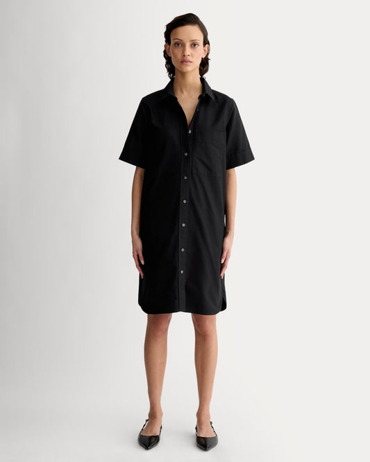 The Oxford Short-Sleeve Shirt Dress | Black