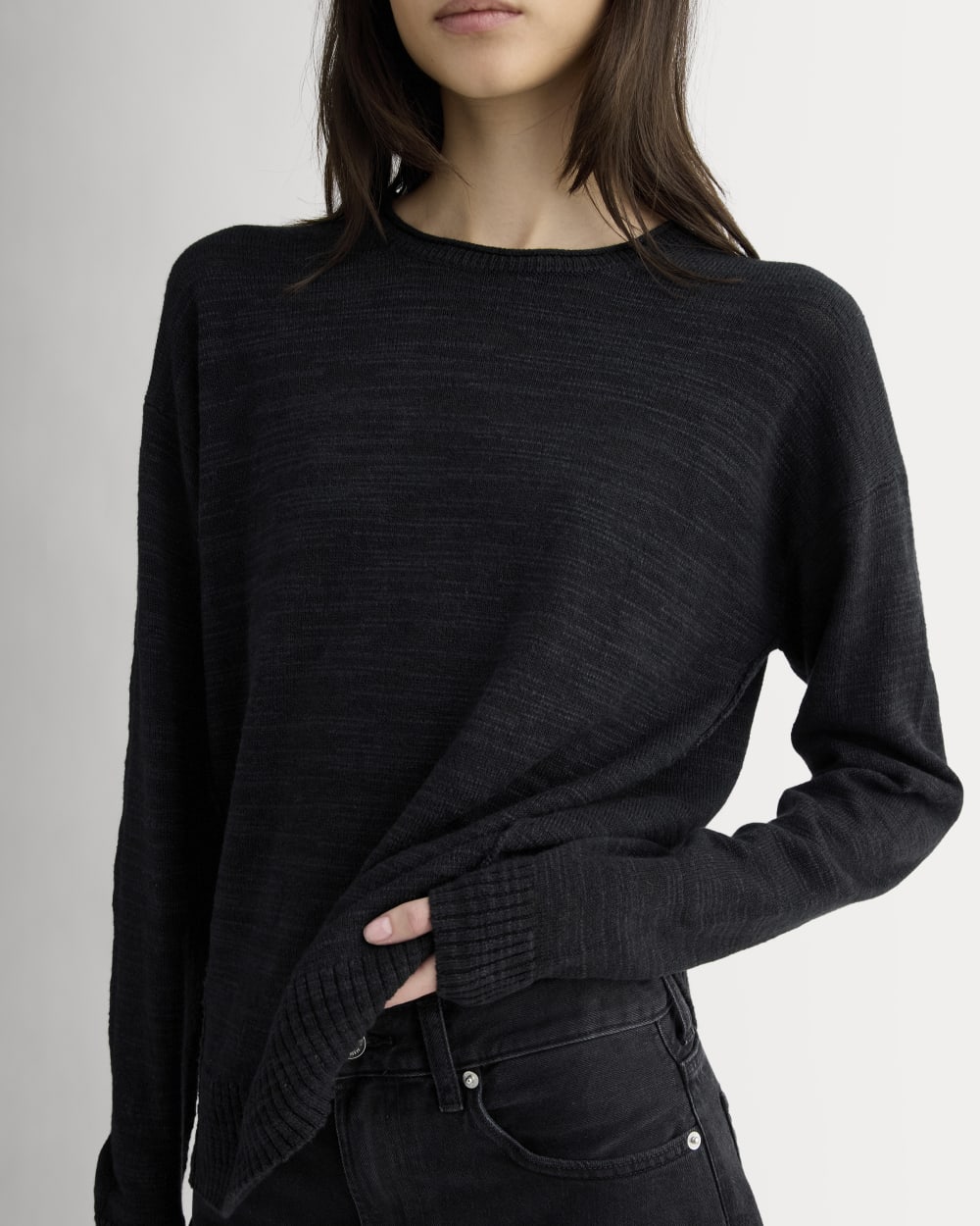 The Slouch Sweater in Cotton Linen | Black