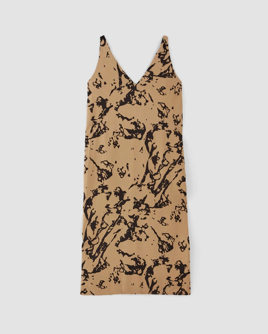 The TENCEL™ Midi Slip Dress | Black / Cornstalk Abstract