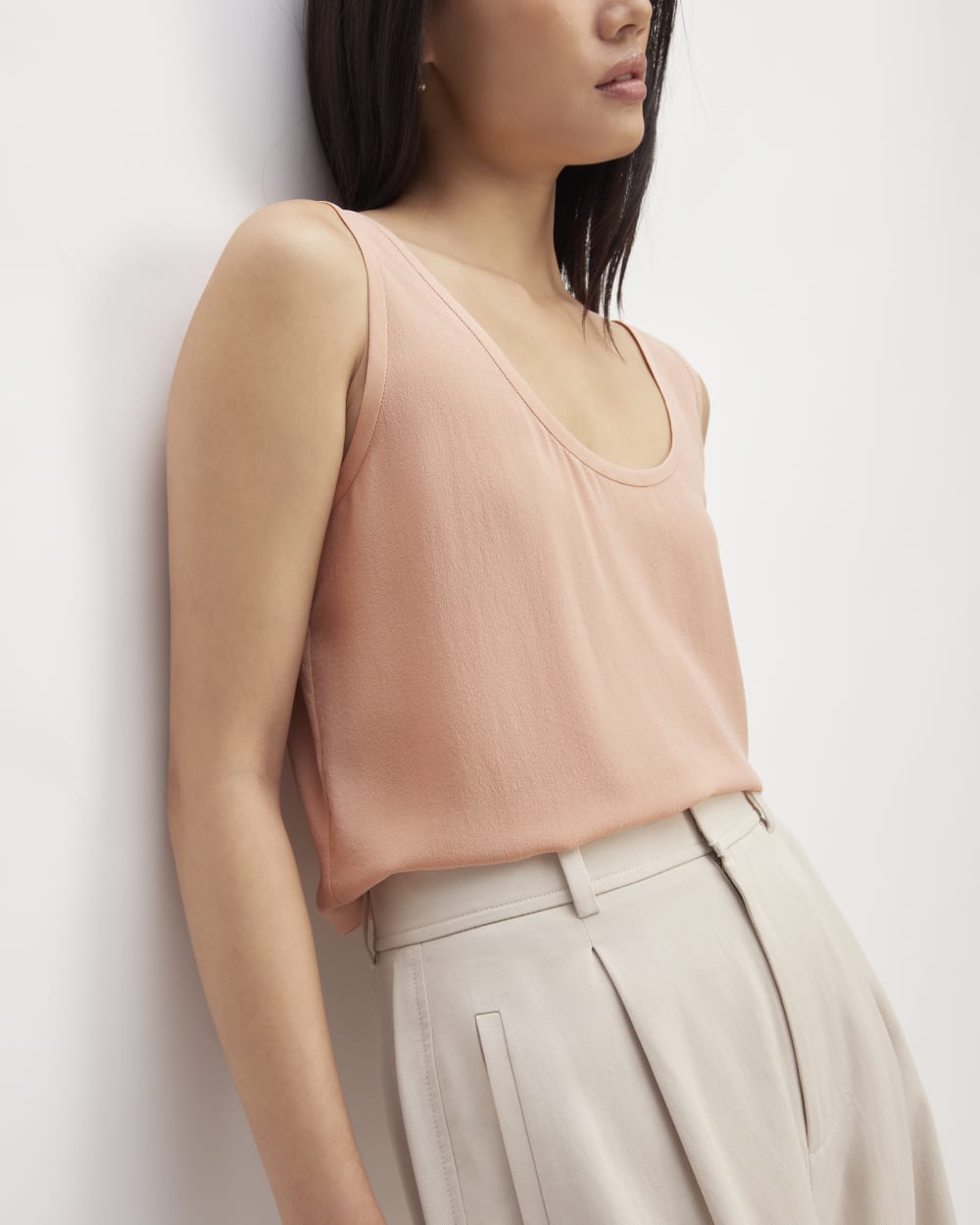 The Scoop Tank in Washable Silk | Blush Pink