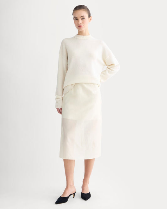 Midi Skirt in Cotton-Silk Organza | Parchment