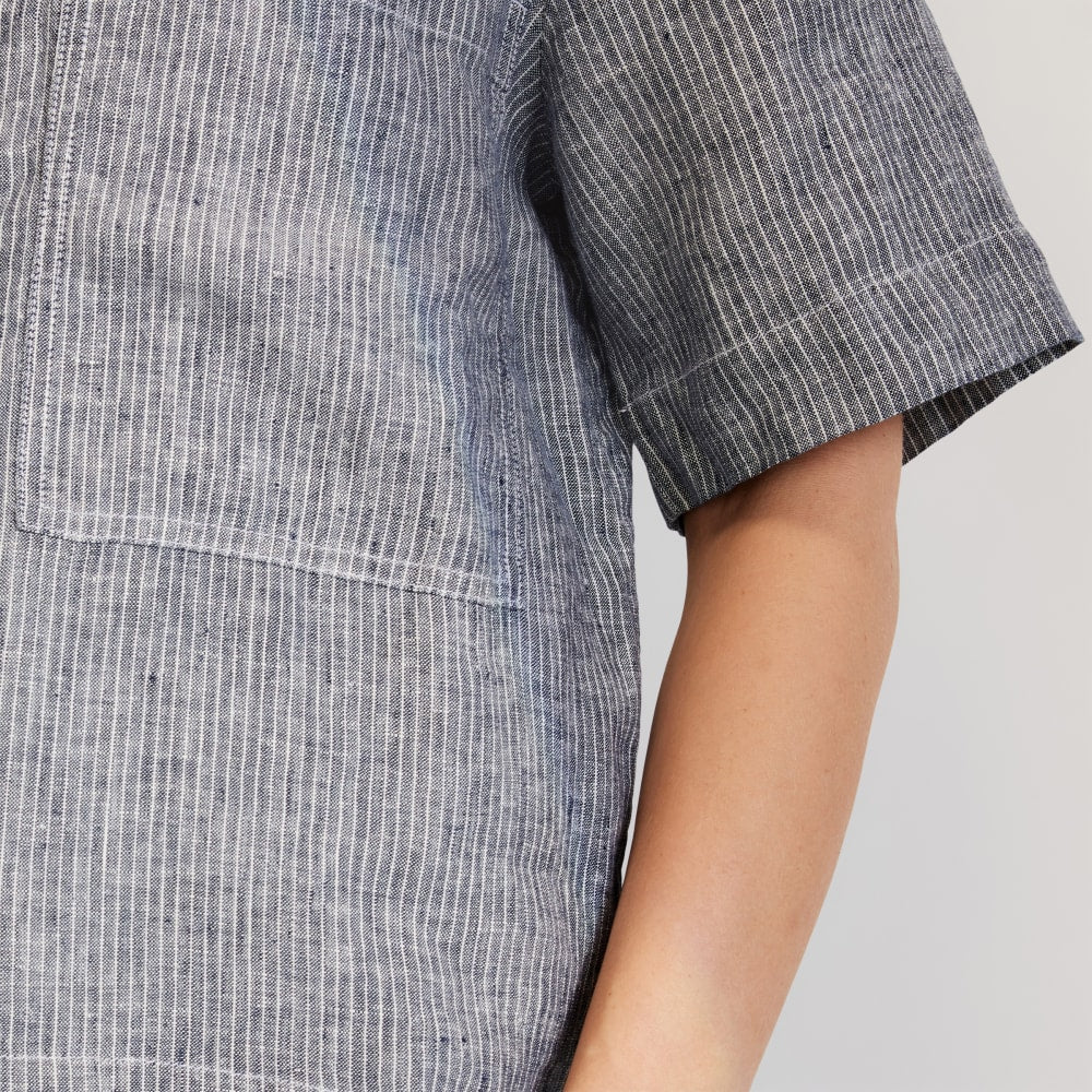 The Linen Workwear Shirt | Canvas Tan / Navy