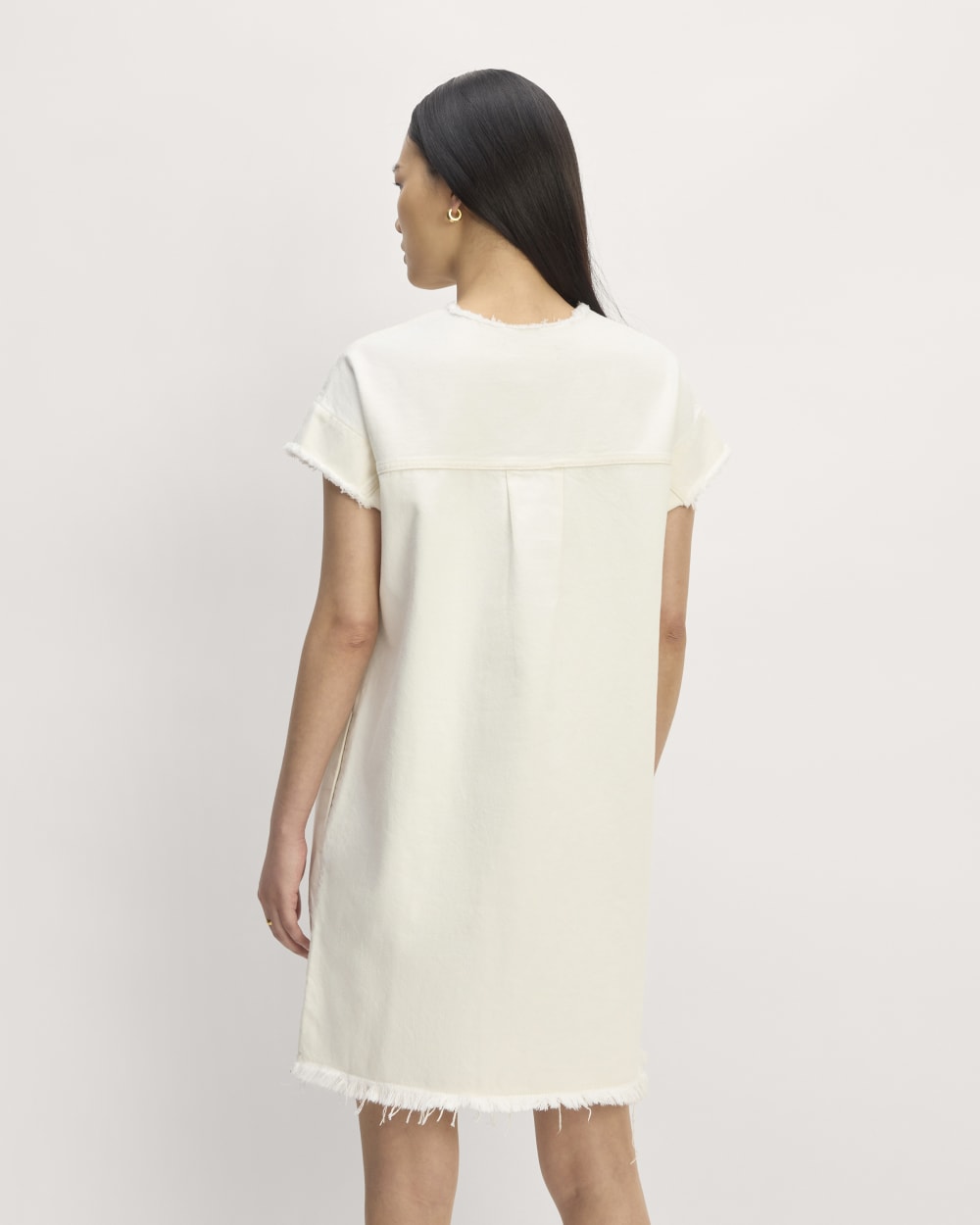 The Denim Workwear Shirtdress | Frayed Hem Bone