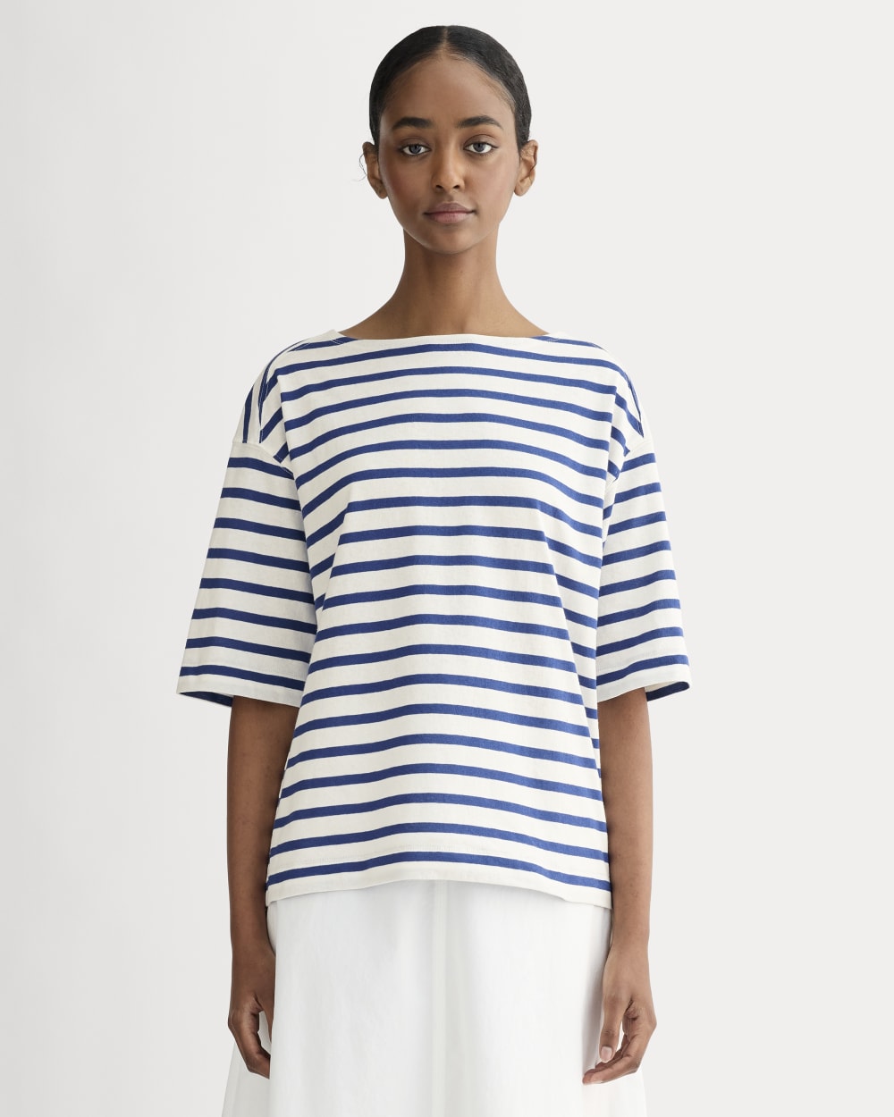The Mariner Oversized Tee | Bone / Mazarine Blue