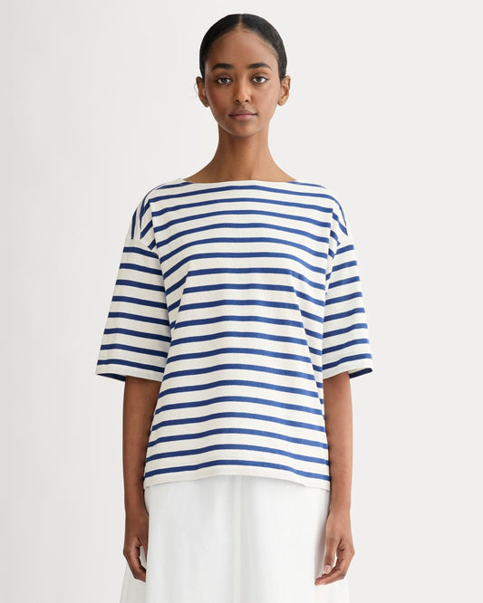The Mariner Oversized Tee | Bone / Mazarine Blue