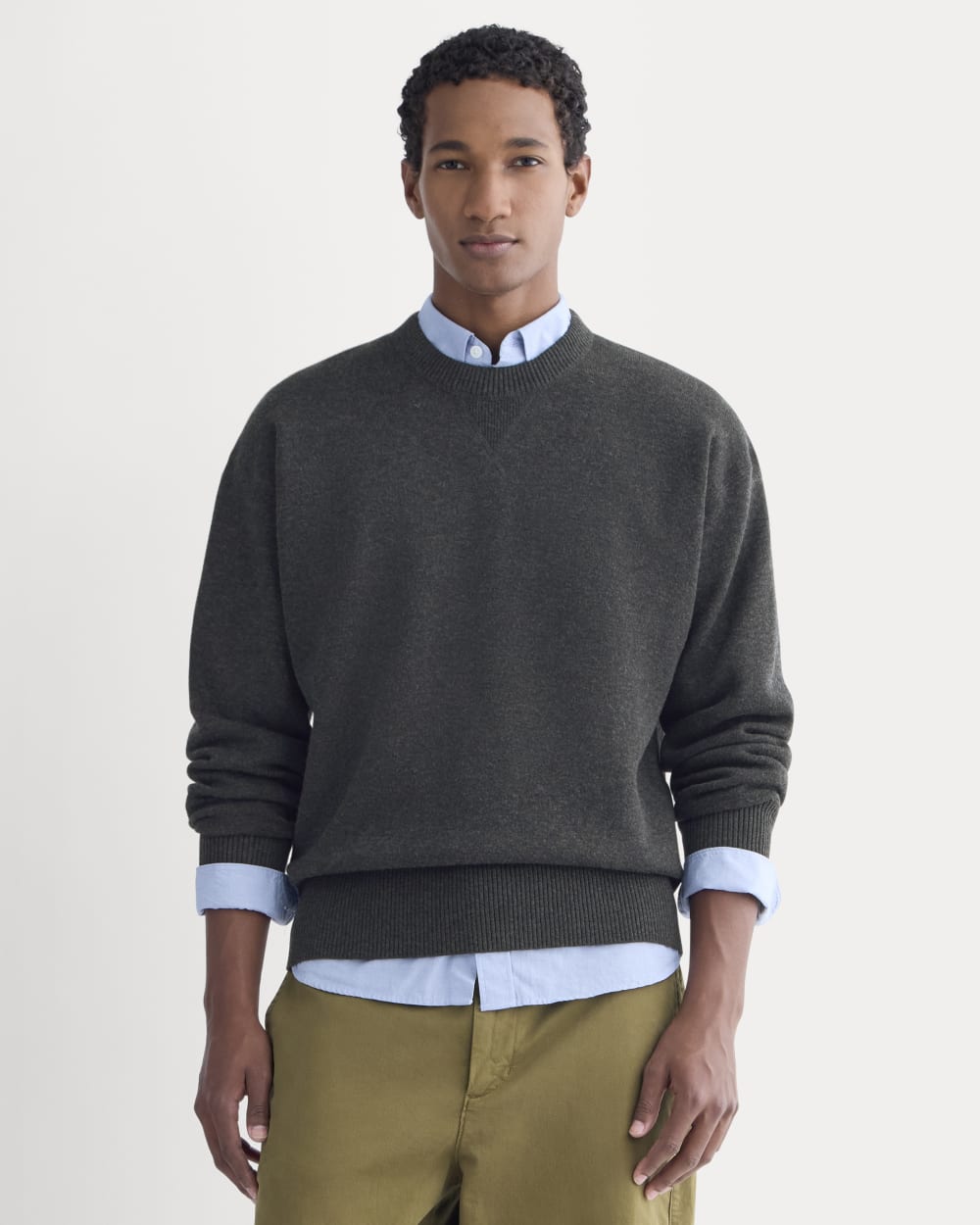 Luxe Merino Double-Knit Sweater | Heather Charcoal