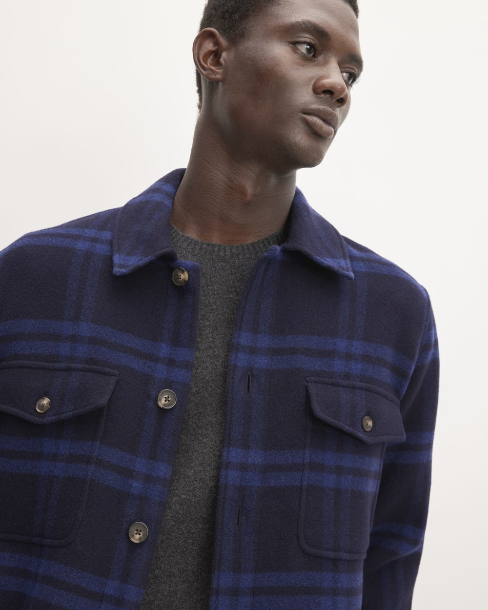 The ReWool® Oversized Shirt Jacket | Blue / Navy