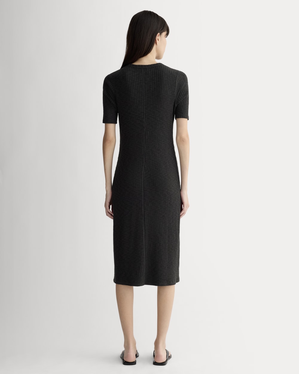 The Rib-Knit Henley Dress | Black