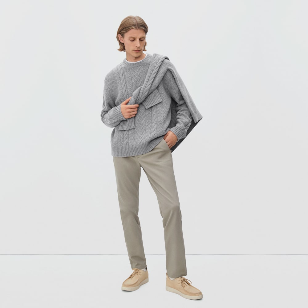 The Felted Merino Cable-Knit Crew | Heathered Mid-Grey