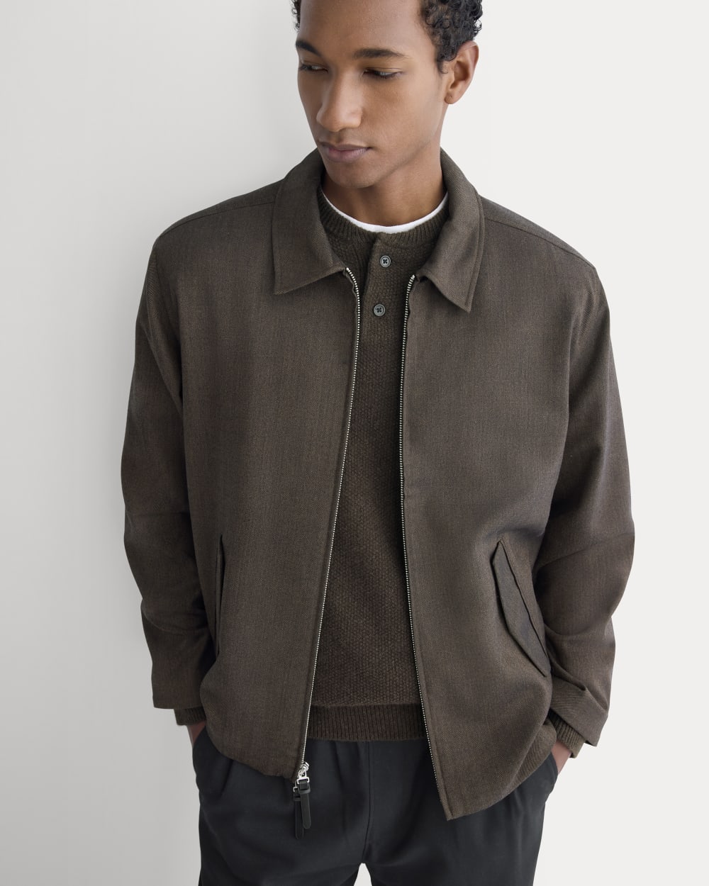 Tailored Zip Jacket | Heathered Fudge