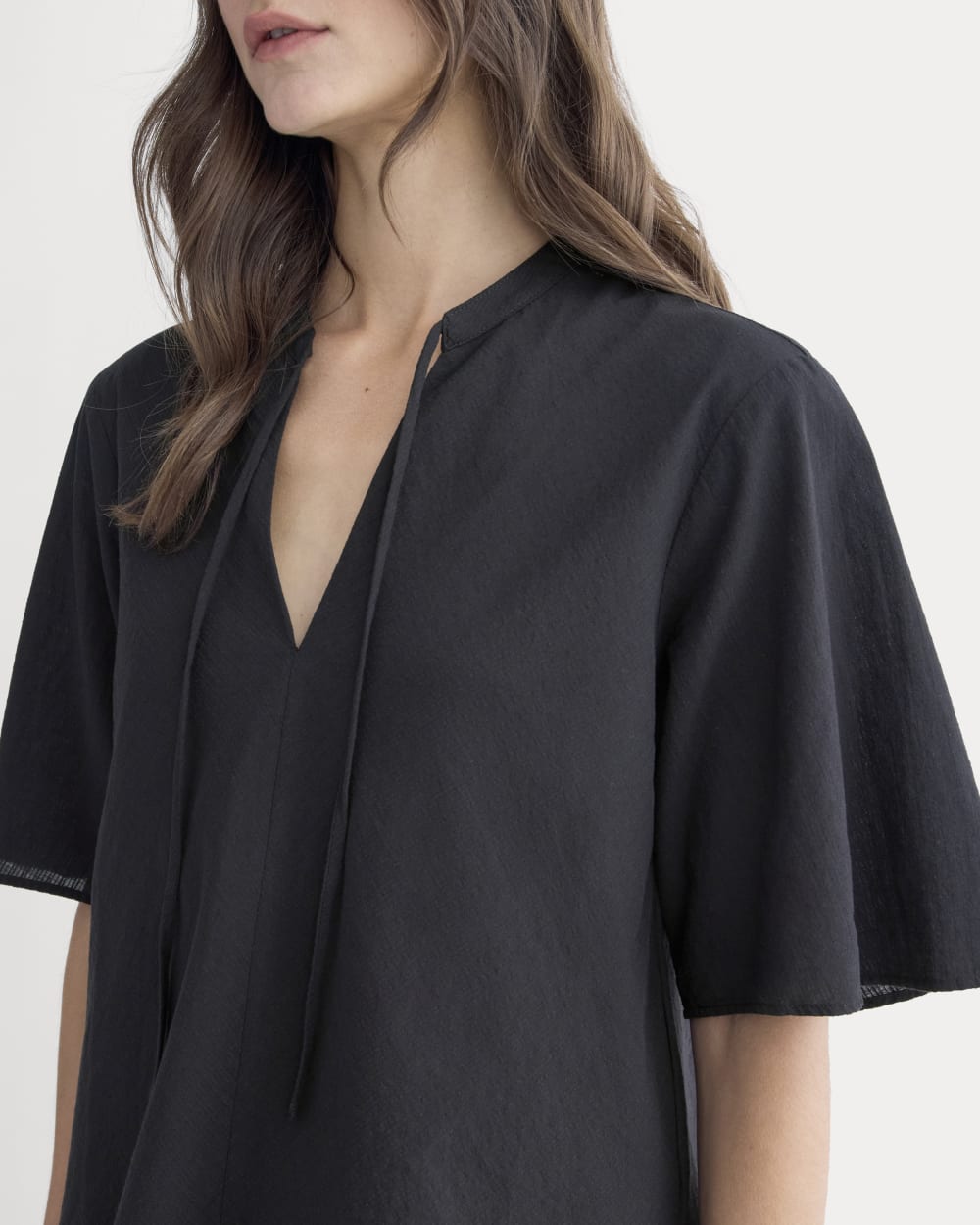 The Gauze Tie-Front Shirt | Black