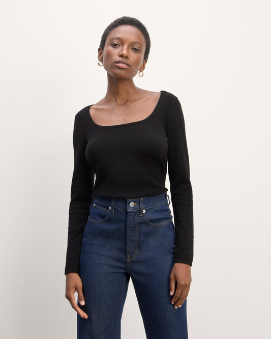 The Square Neck in Cashmere | Black