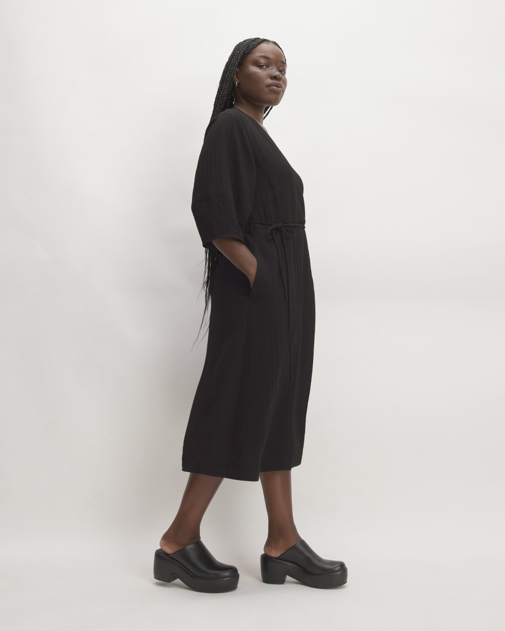 The City Stripe Wrap Dress | Black