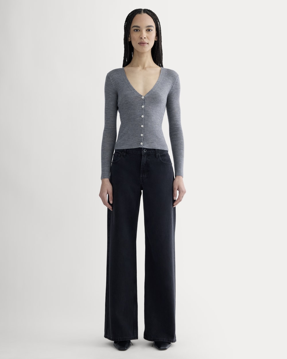 The Cardigan in Ultrasoft Merino | Heather Mid Grey