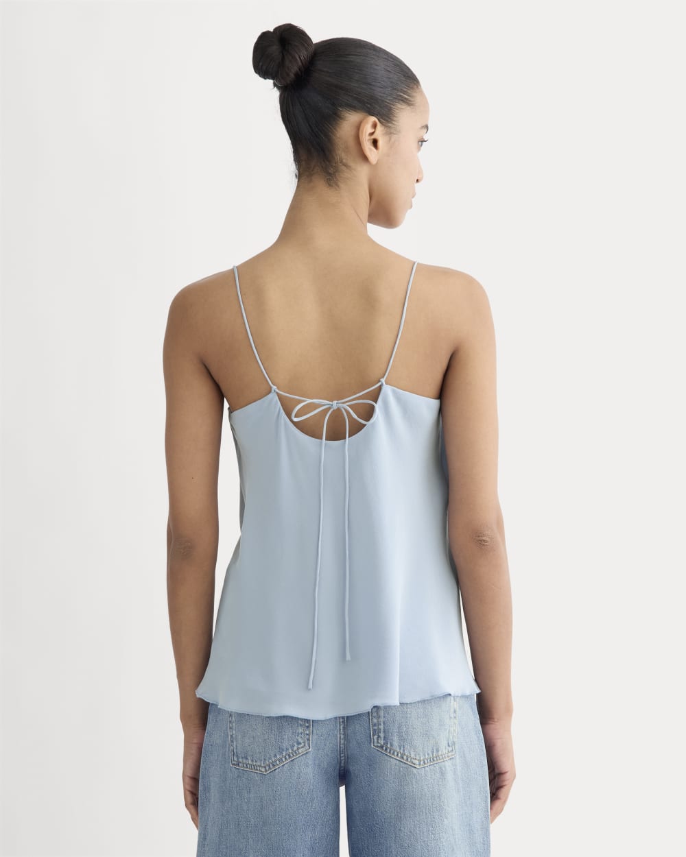 The Tie Back Cami in Washable Silk | Soft Blue