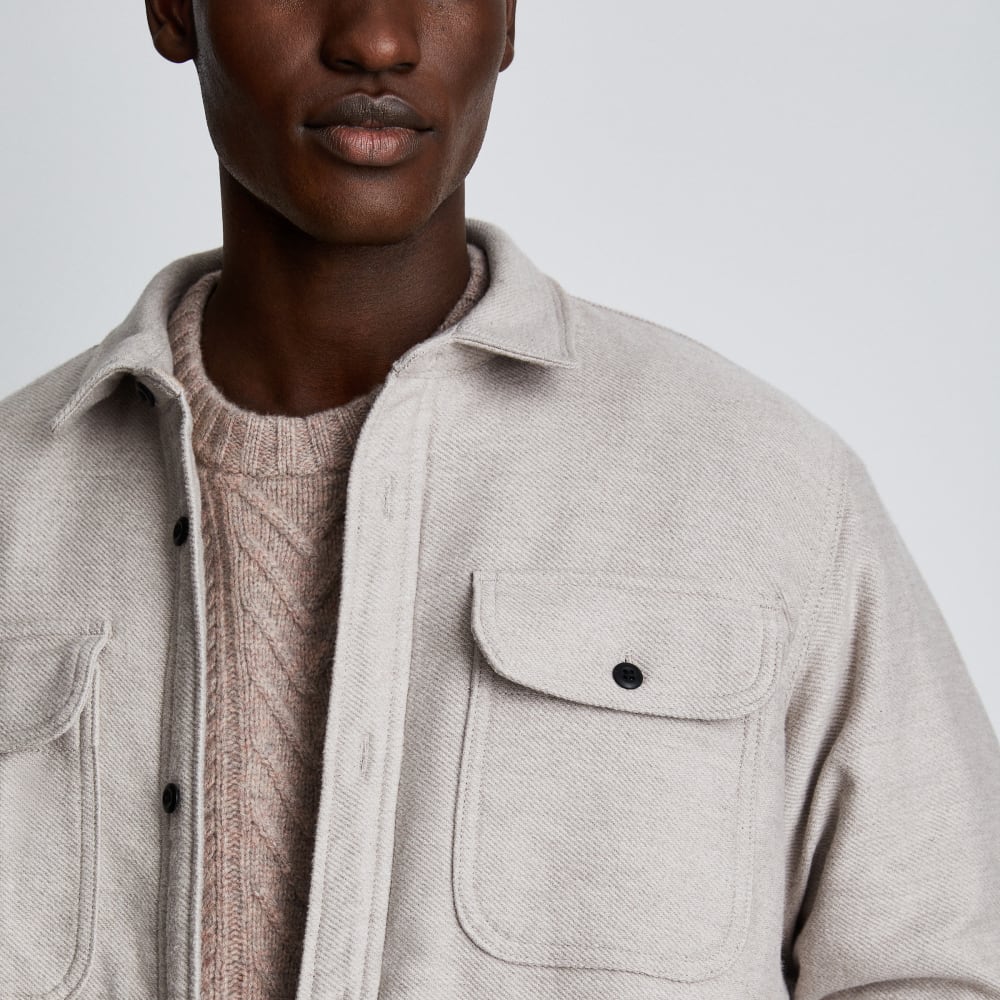 The ReNew Fleece-Lined Heavyweight Overshirt | Heathered Burnt Sugar