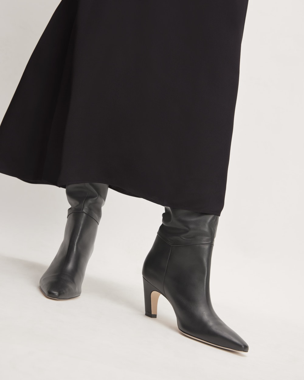 The Hammered Satin Slip Skirt | Black