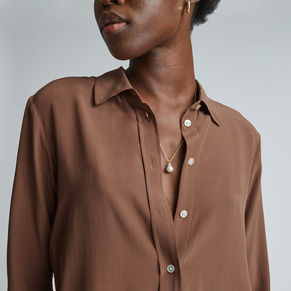 The Must-Have Shirt in Washable Silk | Carob Brown
