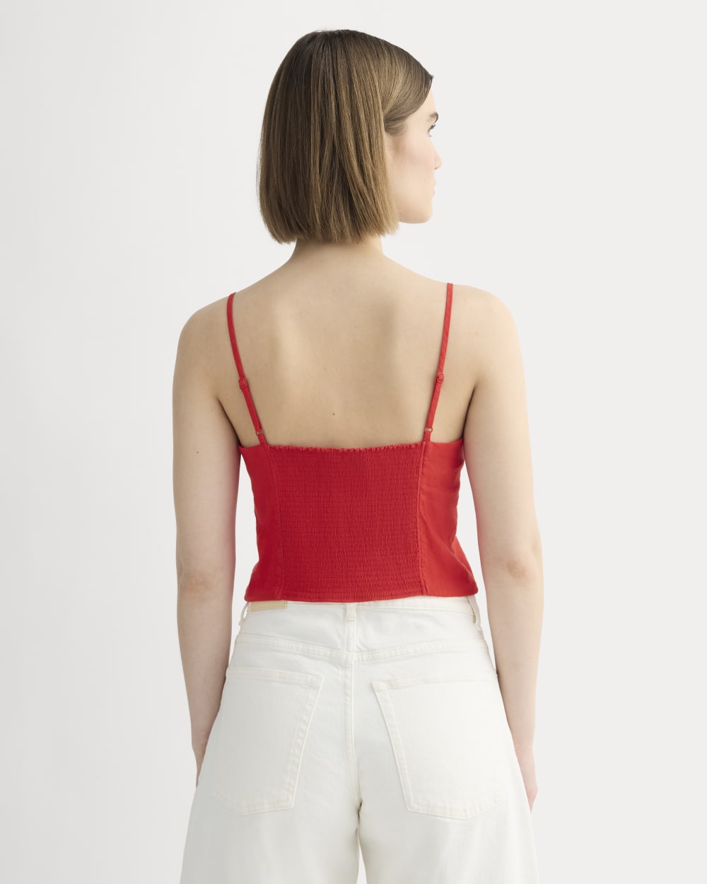 The Seamed Top in Stretch Linen | Classic Red