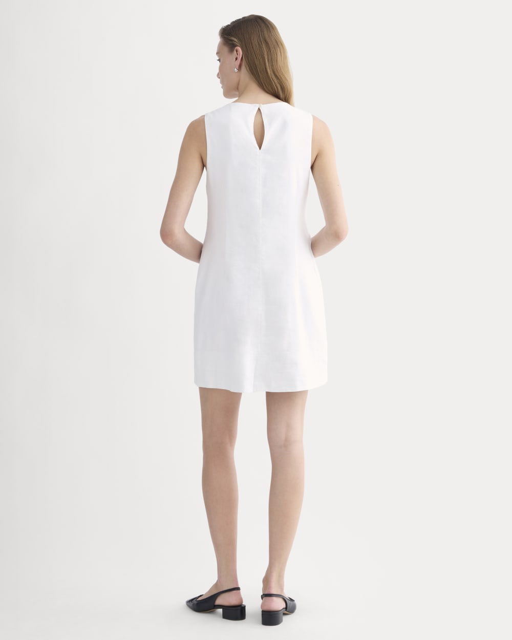 The Shift Dress in Stretch Linen | White