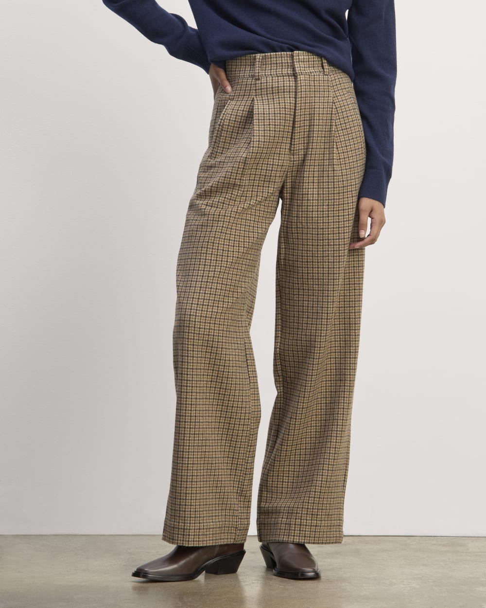 The Draper Pant in Wool | Camel Houndstooth