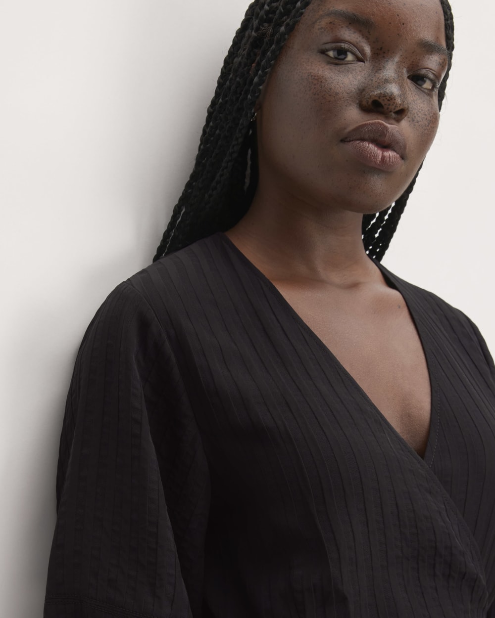 The City Stripe Wrap Dress | Black