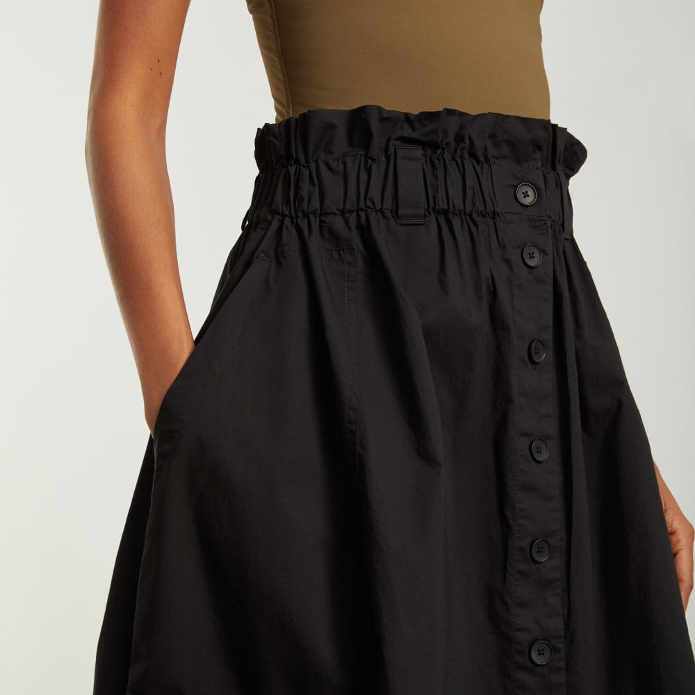 The Easy Button-Front Skirt | Black