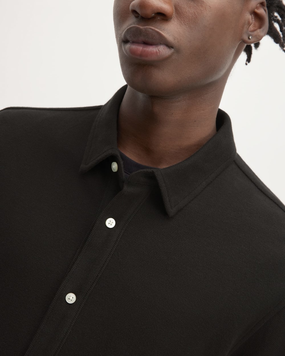 The Long-Sleeve Pique Shirt | Black
