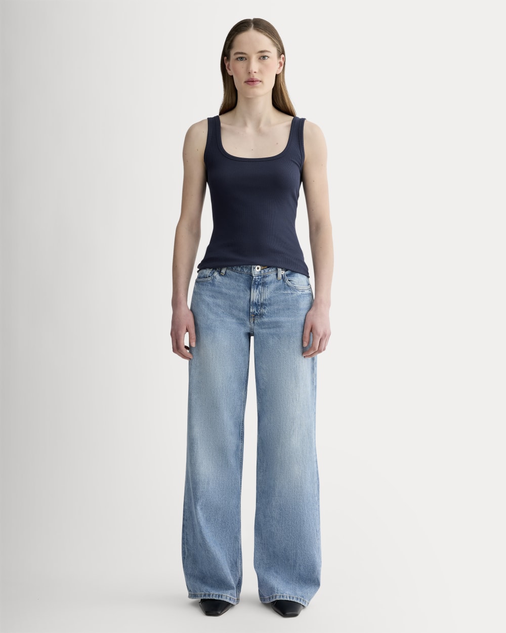 The Luxe Rib Square-Neck Tank | Navy