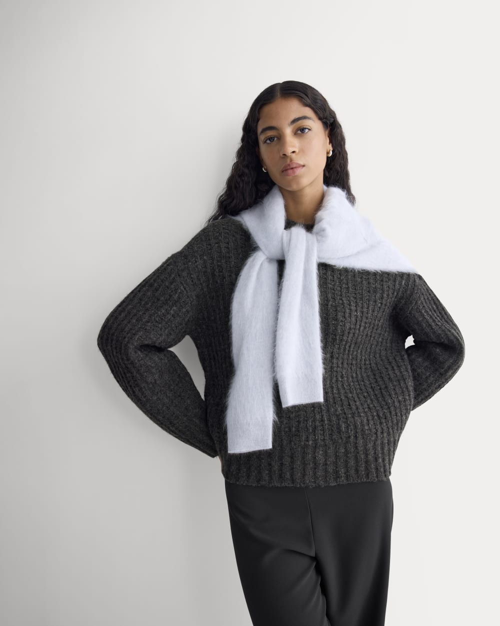 Waffle Sweater in Cloud | Heathered Soot
