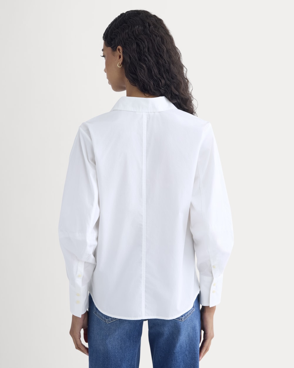 Lantern-Sleeve Shirt in Lightweight Cotton | White