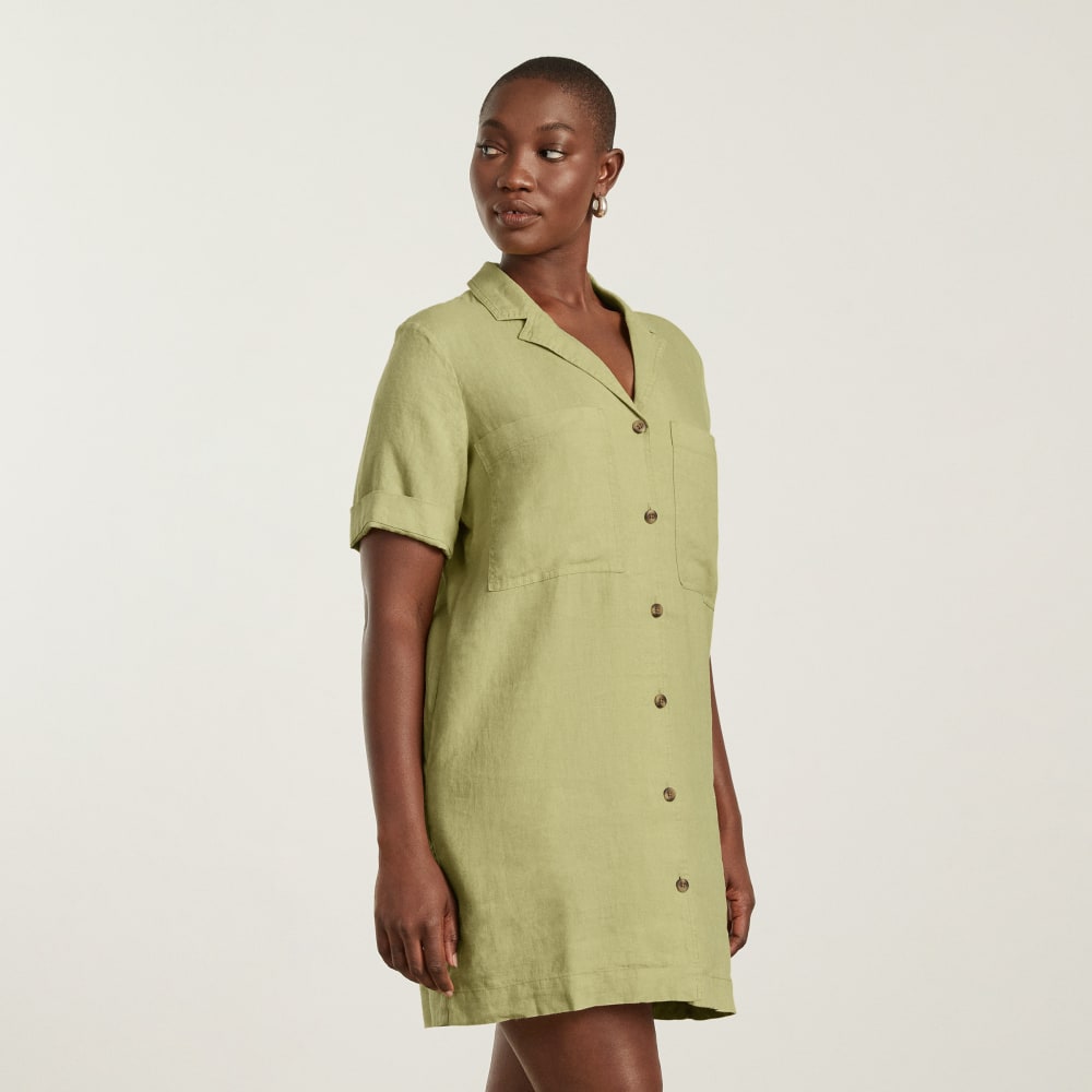 The Linen Workwear Dress | Leek