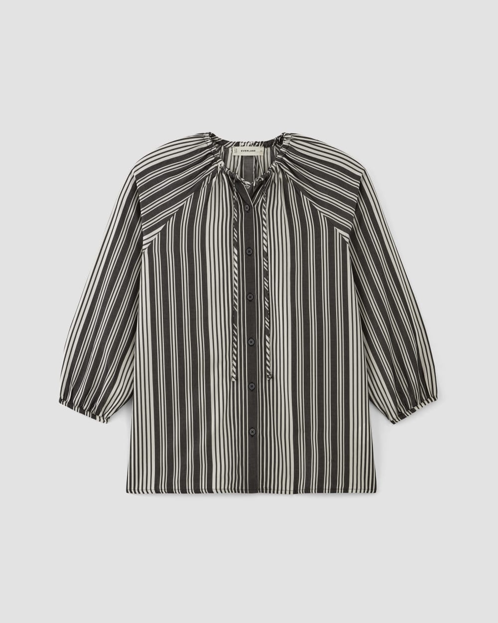 The Gathered Shirt in Butterlite | Black / Bone